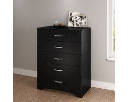 South Shore Commode 5 Tiroirs Step One - Noir Solide
