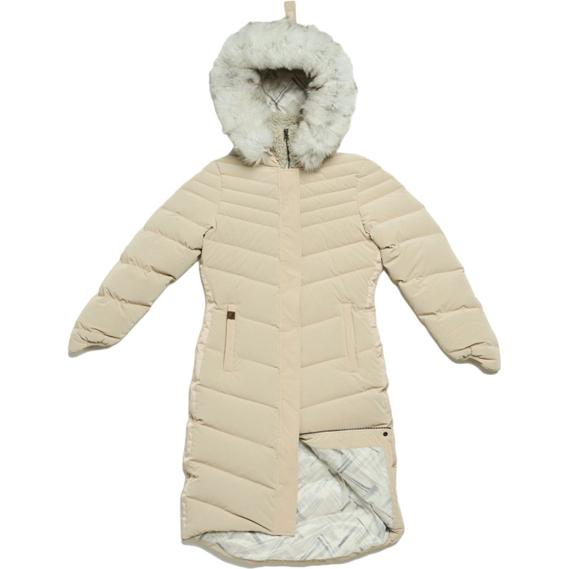 Canmore Long Quilted Coat with Recycled Fur Trim - Women's