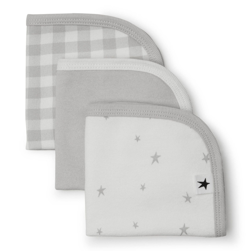 Washcloths (3) - Gray Stars