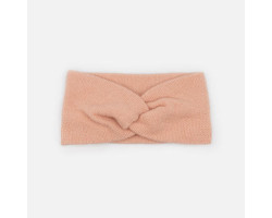 Bandeau vieux rose en tricot à petites mailles avec boucle
