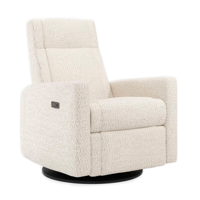 Nelly Rocking and Swivel Armchair - Puppy Pearl / Black with Electric Mechanism