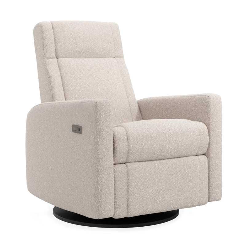 Nelly Rocking and Swivel Chair - Beyond Sheep Vanilla / Black with Electric Mechanism