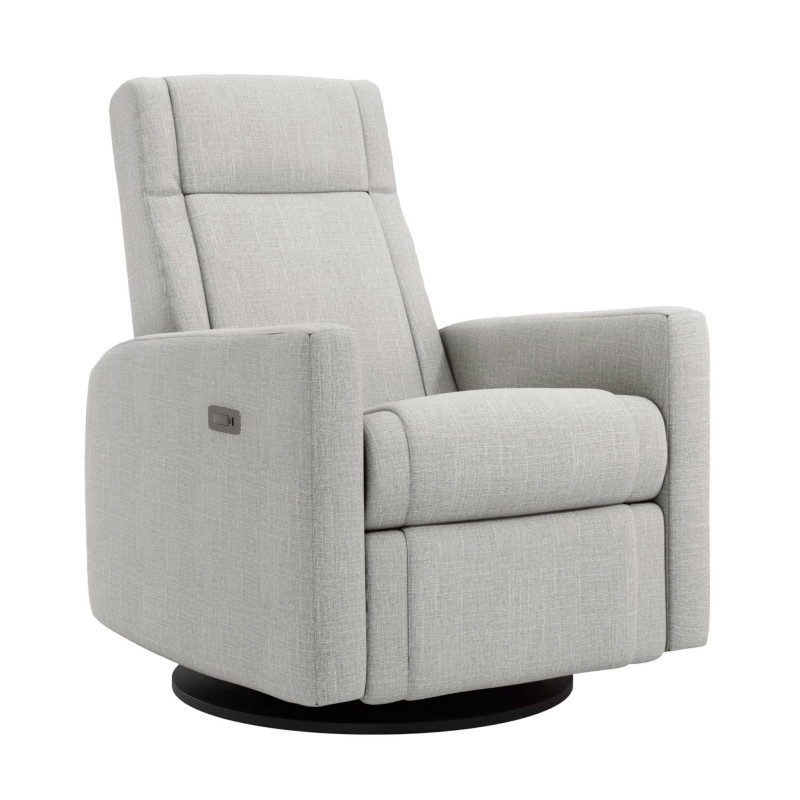 Nelly Rocking and Swivel Armchair - Nubia Silver / Black with Electric Mechanism
