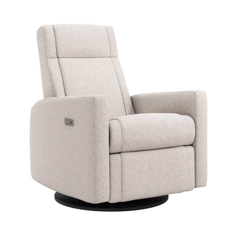 Nelly Rocking and Swivel Chair - Arlo Pearl / Black with Electric Mechanism