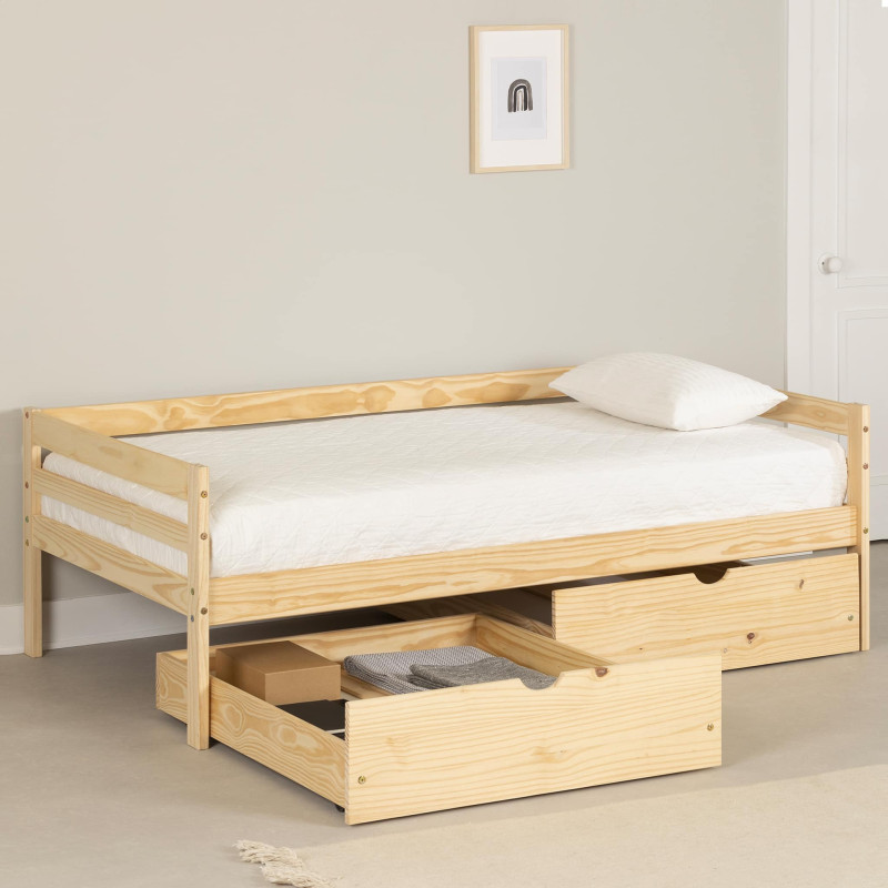 Solid wood daybed with storage drawers - Sweedi Natural wood