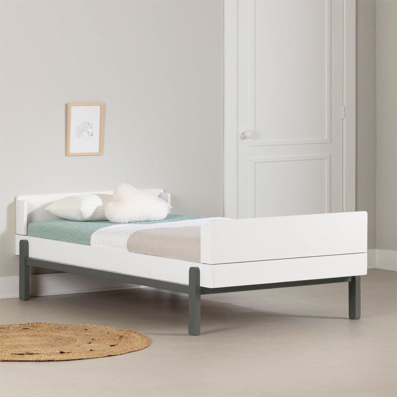 Bebble Single Bed - Light Gray and White