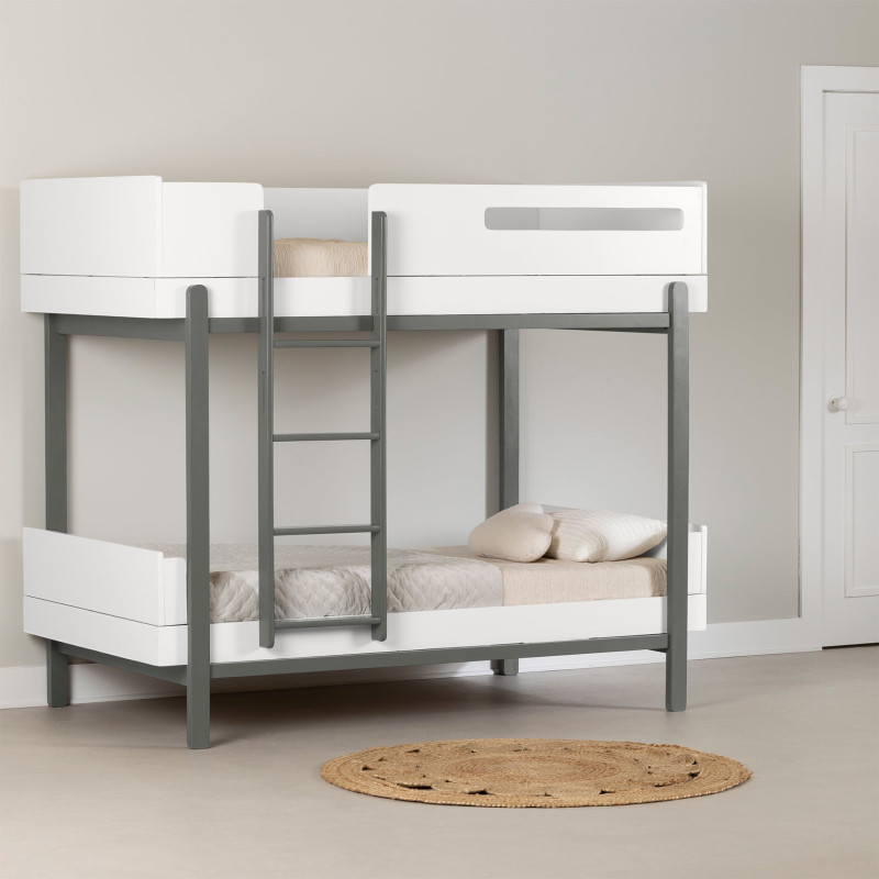 Bebble Bunk Bed - Light Gray and White