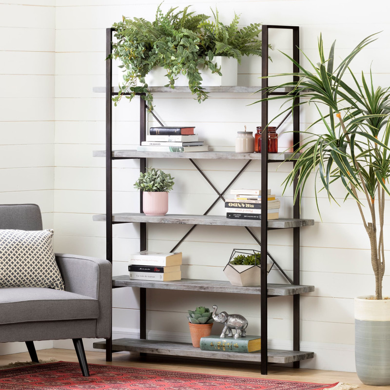 Shelf with 5 fixed shelves - Gimetri Light Gray