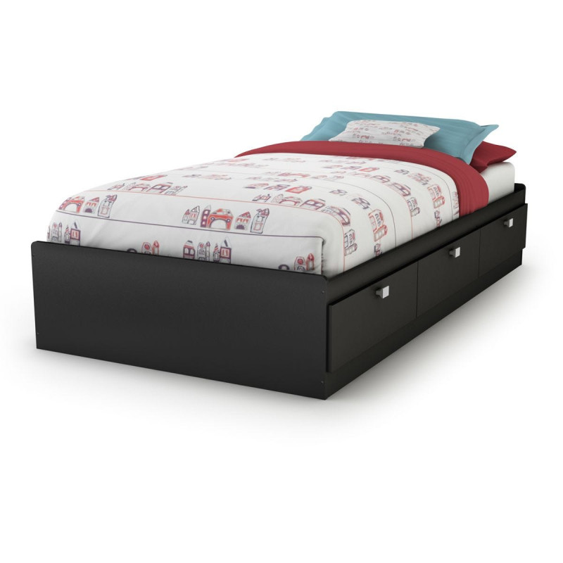 Spark Single Mates Bed 3 Drawers - Solid Black