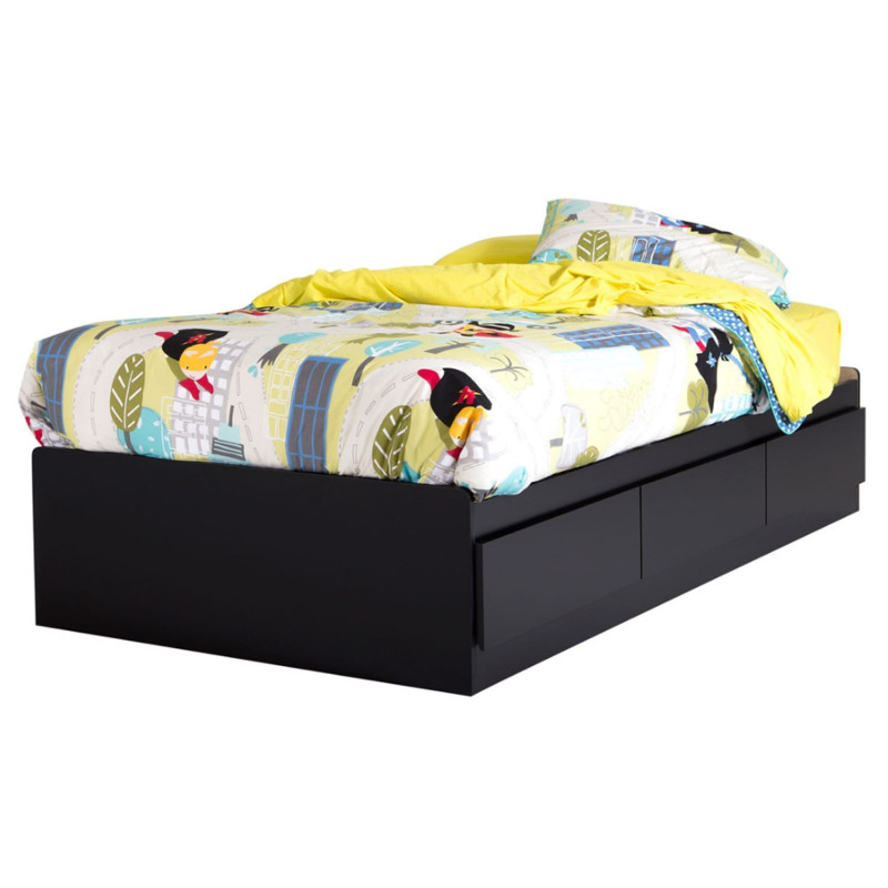 Vito 3 Drawer Single Mate Bed - Solid Black