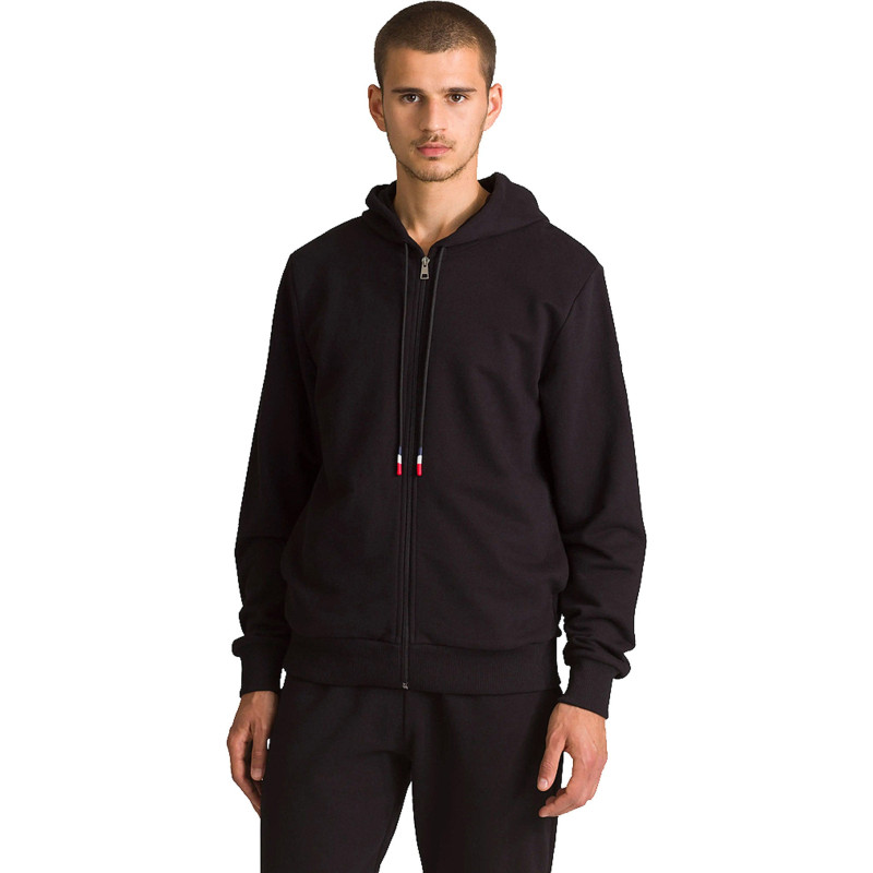 Cotton hoodie with logo and zipper - Men