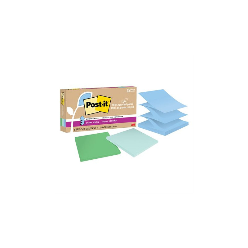 Post-it Feuillets recyclés Post-it® Super Sticky - Collection oasis