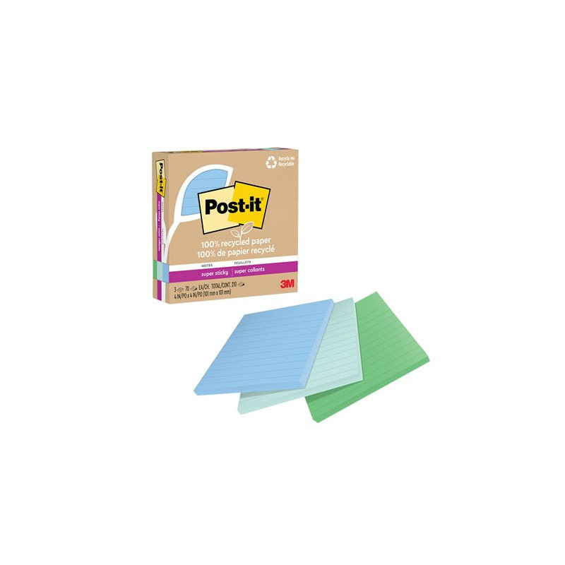 Post-it Feuillets recyclés Post-it® Super Sticky - Collection oasis