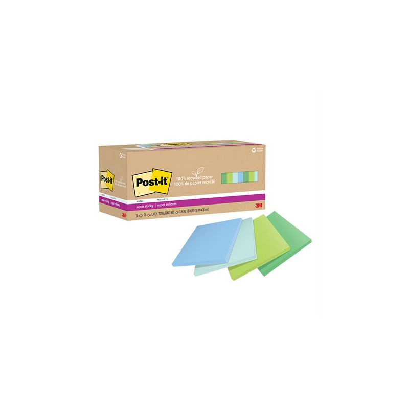 Post-it Feuillets recyclés Post-it® Super Sticky - Collection oasis