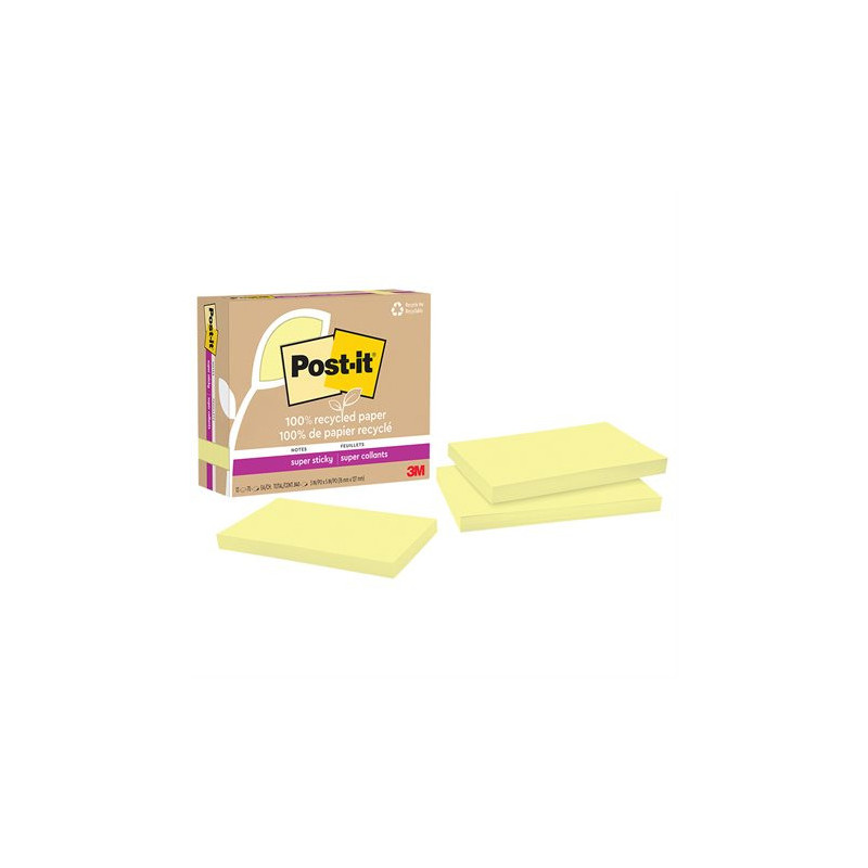 Post-it Feuillets recyclés Post-it® Super Sticky - Jaune canari