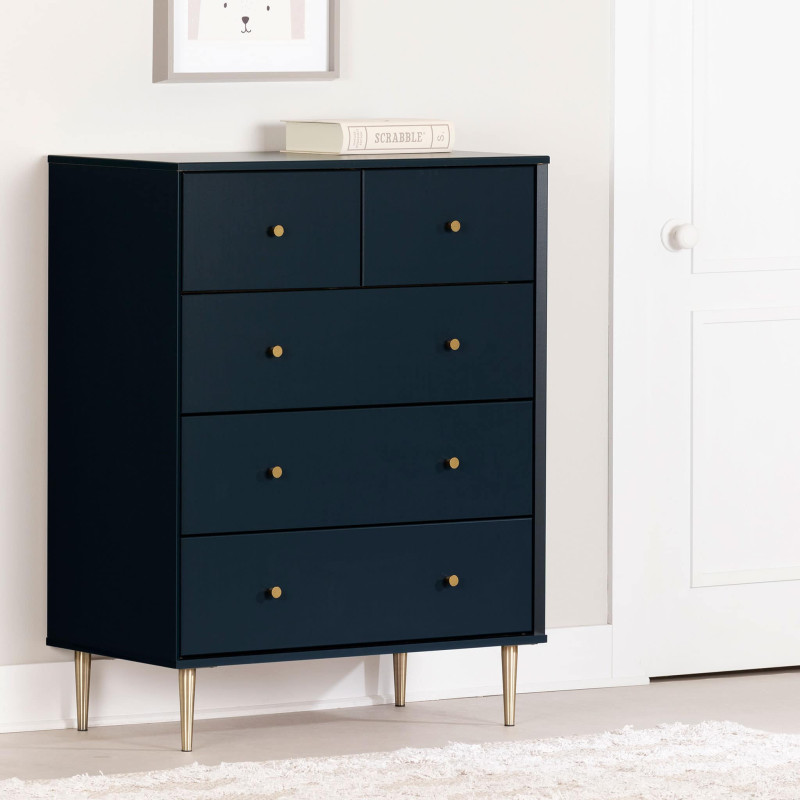 5-drawer desk - Dylane Navy Blue