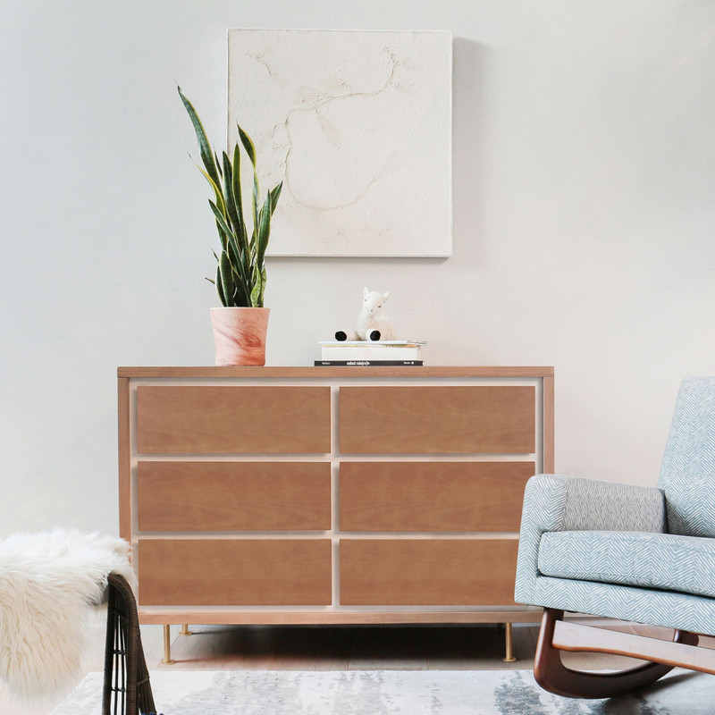 Novella 6-Drawer Desk - Stained Ash / Ivory