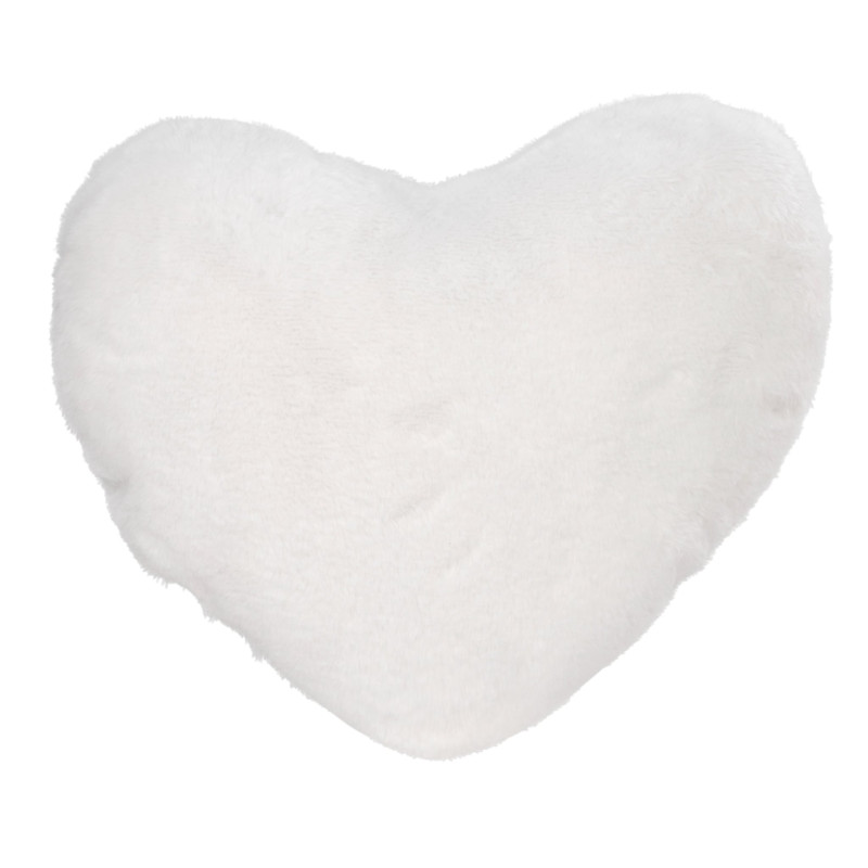 Furry White Heart Cushion