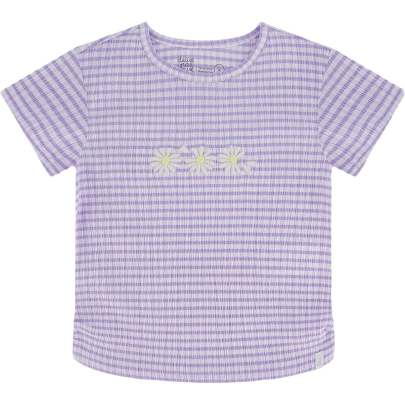 Crinkled jersey T-shirt with flower applique - Big Girls