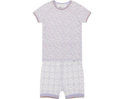 Two-piece short pajamas set with small flower print in organic cotton - Big Girls