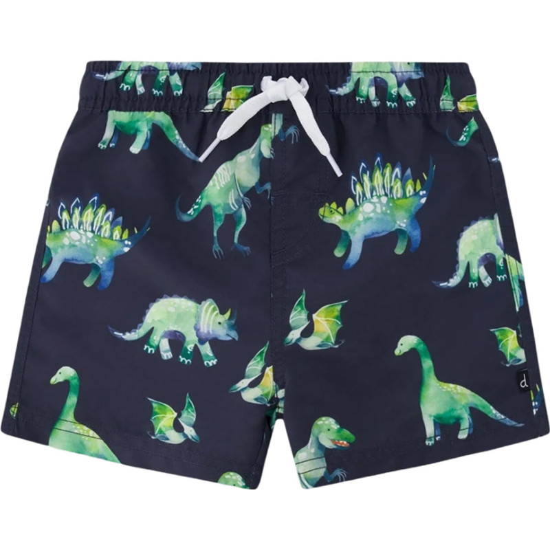 Deux par Deux Short maillot de bain gris imprimé dinosaures - Grand Garçon