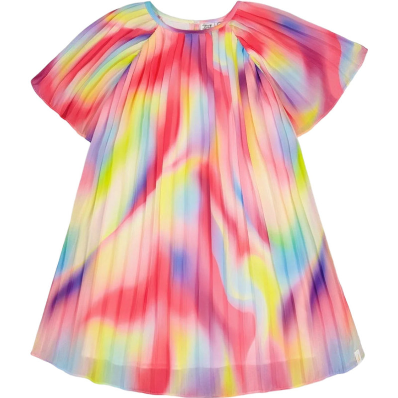 Pleated Rainbow Chiffon Dress - Big Girls