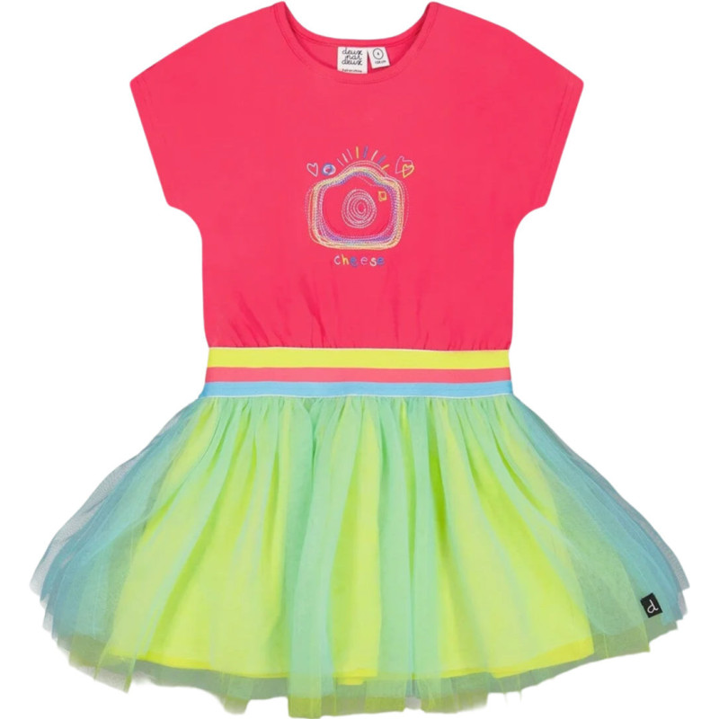 Bi-material dress with tulle skirt - Big Girl