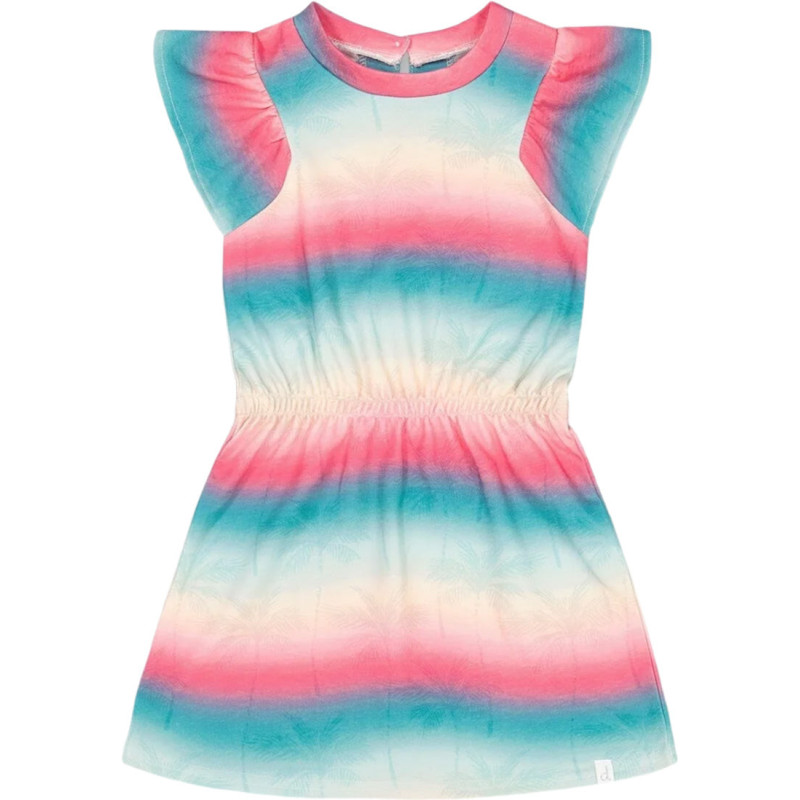 Tie-dye wave print dress in French cotton - Big Girl