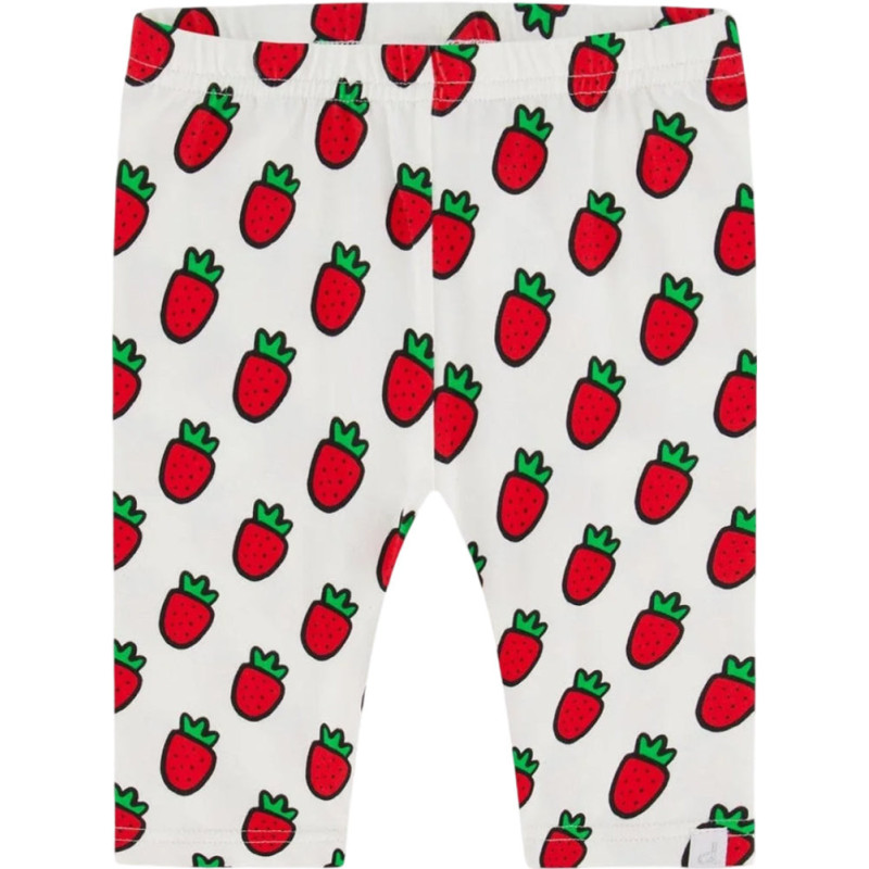 Deux par Deux Legging court imprimé de fraises pop en coton biologique - Grande Fille