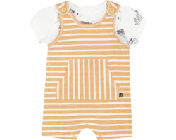 Organic cotton onesie and waffle overalls set - Baby Boy