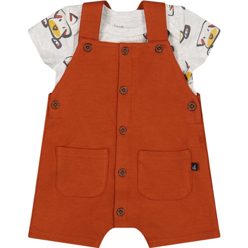 Organic cotton onesie and overalls set - Baby Boy