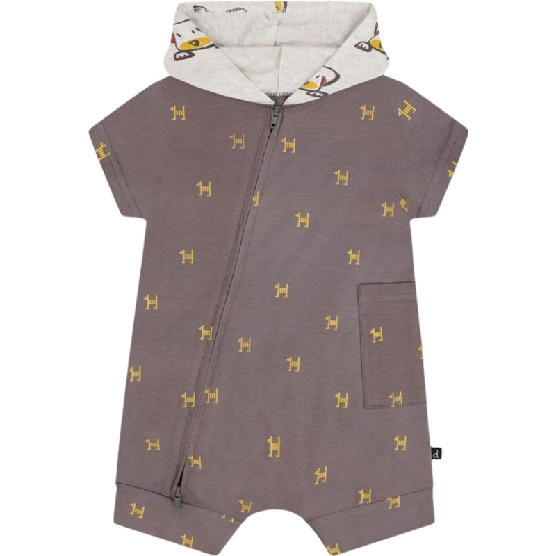 Organic cotton hooded playsuit - Baby Boy