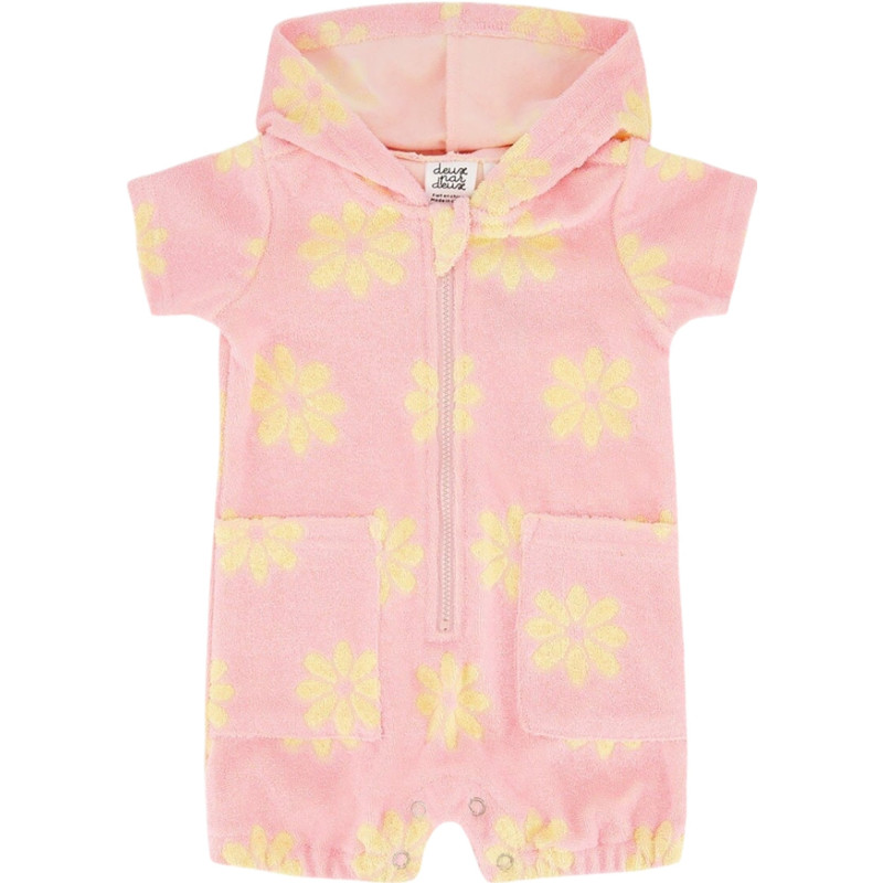 Printed terry hooded playsuit - Baby Girl