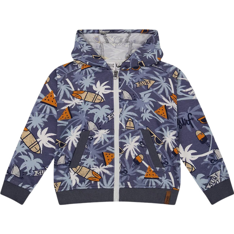 French cotton printed hooded cardigan - Little Boy