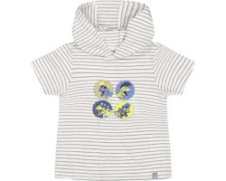 Hooded T-shirt with stripes...