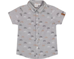 Short-sleeved chambray shirt with print - Little Boy