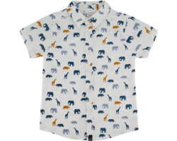 Short-sleeved poplin shirt with print - Little Boy