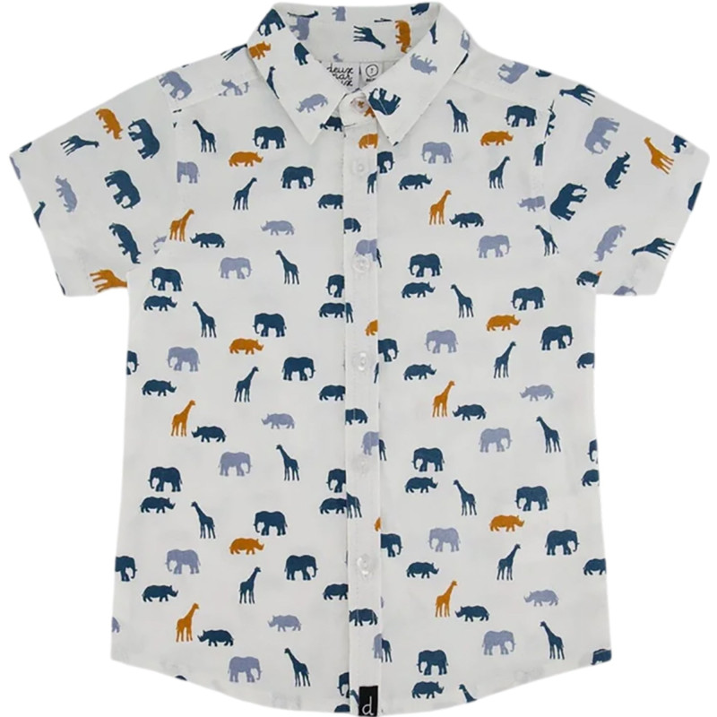 Short-sleeved poplin shirt with print - Little Boy