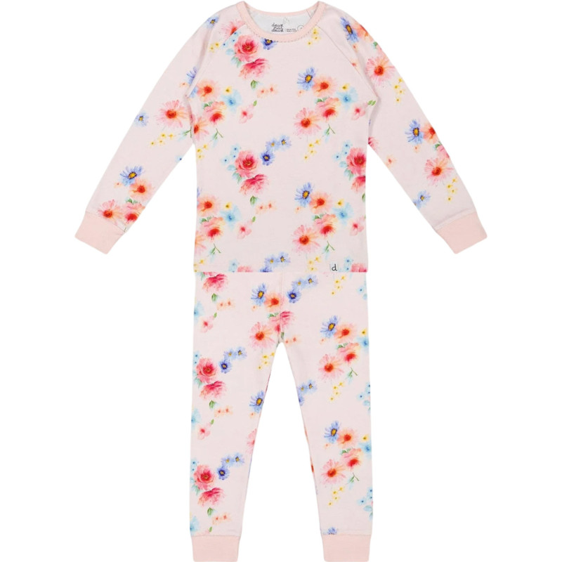 Two-piece floral print pajamas set in organic cotton - Little Girl