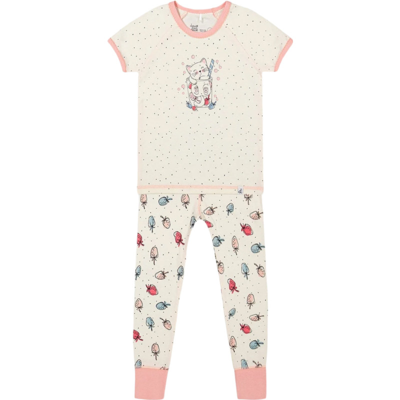 Organic cotton strawberry print two-piece pajamas set - Little Girl