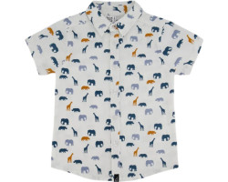 Short-sleeved poplin shirt with print - Baby Boy