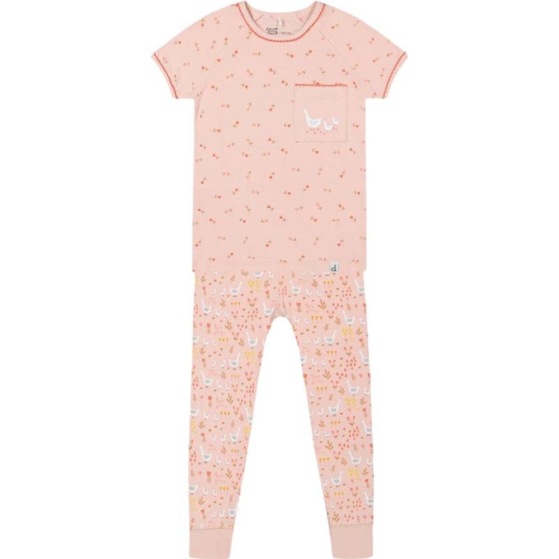 Two-piece pajamas set with geese print in organic cotton - Little Girl