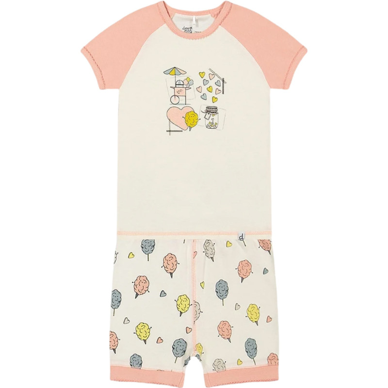 Organic Cotton Cotton Candy Printed Two-Piece Short Pajama Set - Little Girl