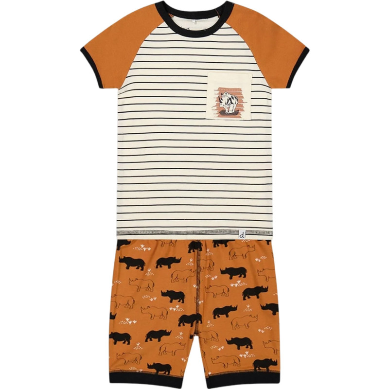 Deux par Deux Ensemble pyjama court deux-pièces imprimé rhinocéros en coton biologique - Bébé Garçon