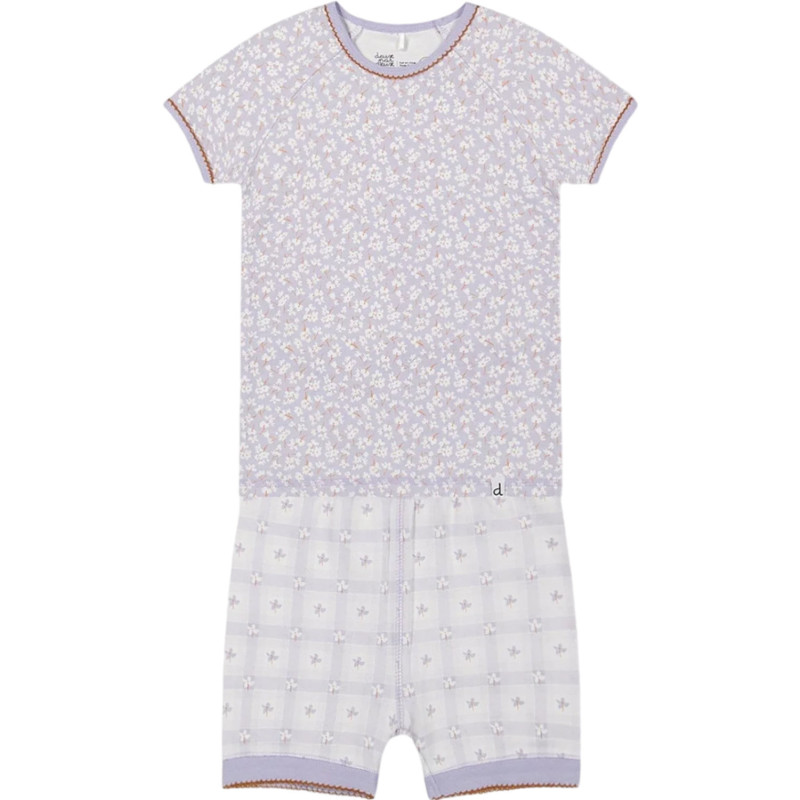 Deux par Deux Ensemble pyjama court deux-pièces imprimé de petites fleurs en coton biologique - Petite Fille