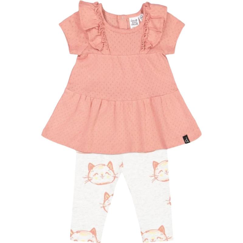 Pointelle dress and organic cotton leggings set - Baby Girl