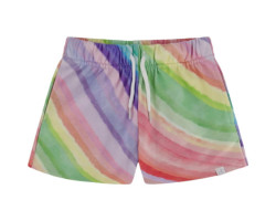 Rainbow Striped French Cotton Shorts - Little Girl
