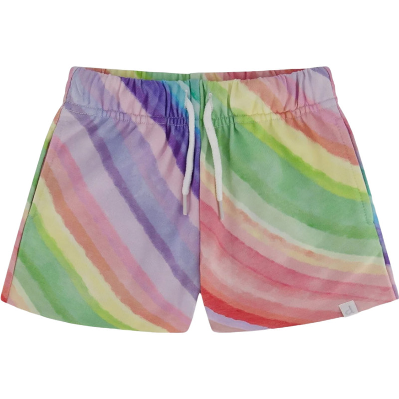Rainbow Striped French Cotton Shorts - Little Girl