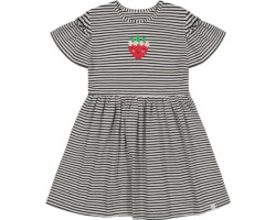 Dress with ruffled sleeves in organic cotton - Little Girl