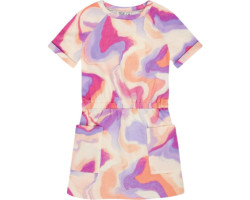 Dress with multicolored swirl pattern in French cotton - Little Girl
